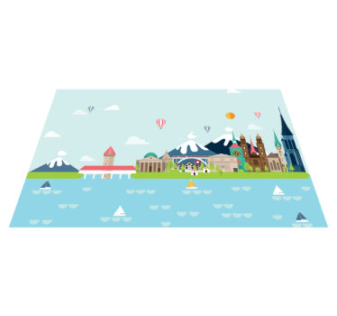 Colorful cityscape scene izvirna jedilna podloga - TenStickers
