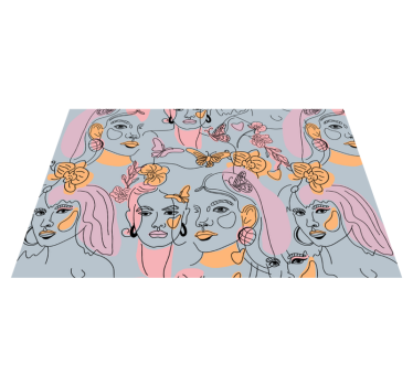 Stylized faces pattern izvirna jedilna podloga - TenStickers