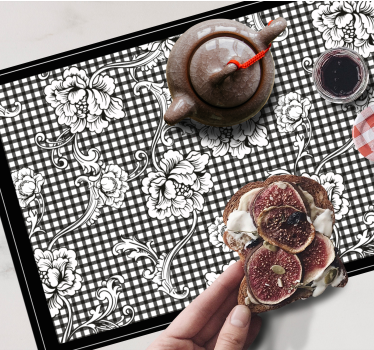 Black floral pattern elegantna pogrinjek - TenStickers