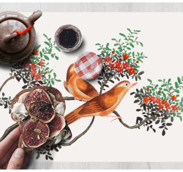 Elegant birds and berries izvirna jedilna podloga - TenStickers