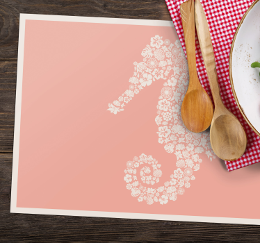 Floral seahorse shape izvirna jedilna podloga - TenStickers