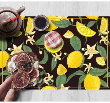 Lemon and floral pattern izvirna jedilna podloga - TenStickers