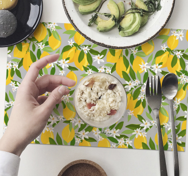 Lemon floral pattern izvirna jedilna podloga - TenStickers