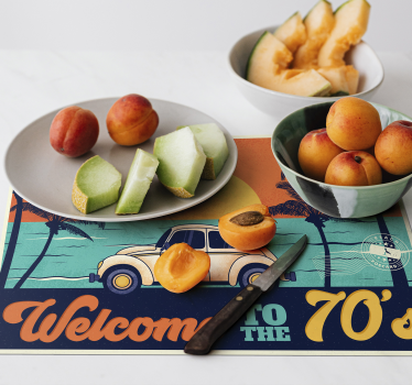 Retro 70's beach scene elegantna pogrinjek - TenStickers