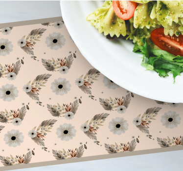 Roza in črni pastelni vzorci cvetja elegantni namizni pogrinjki - TenStickers