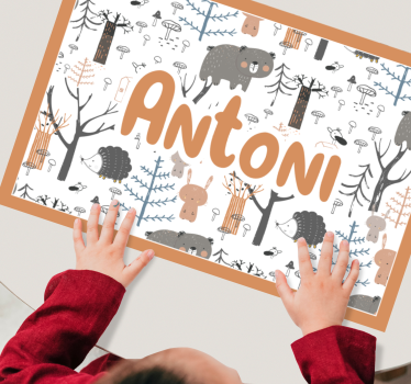 Skandinavski gozd z živalmi otroška namizna podloga - TenStickers