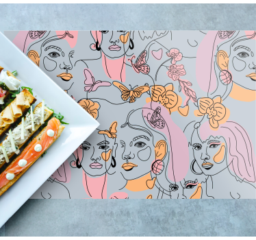 Stylized faces pattern izvirna jedilna podloga - TenStickers