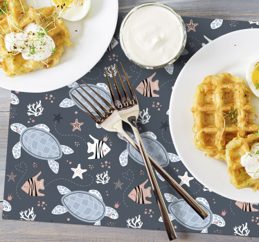 želve in ribe pod morskimi želvami vinil placemat - TenStickers
