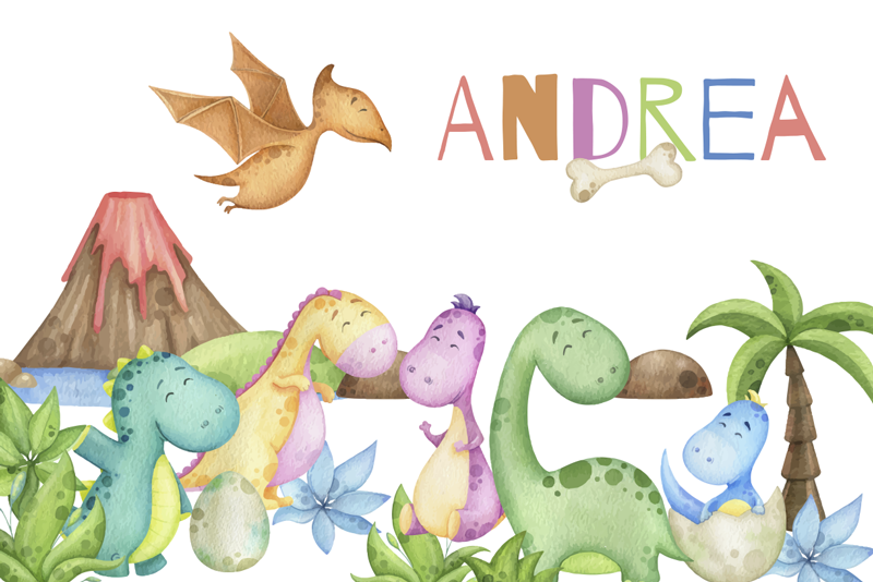 Jurski prizor pogrinjek z imenom - TenStickers