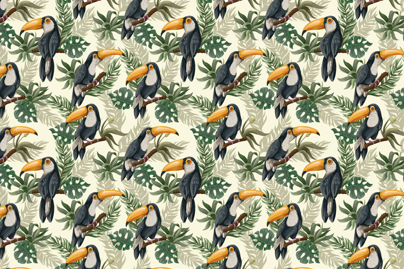 Tropical toucan pattern izvirna jedilna podloga - TenStickers