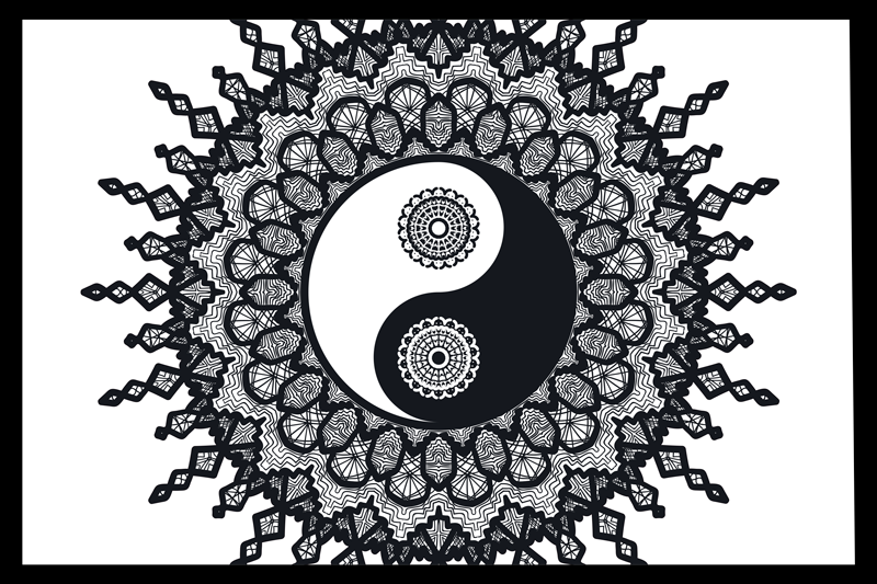 Yin yang mandala pattern teksturna podloga - TenStickers