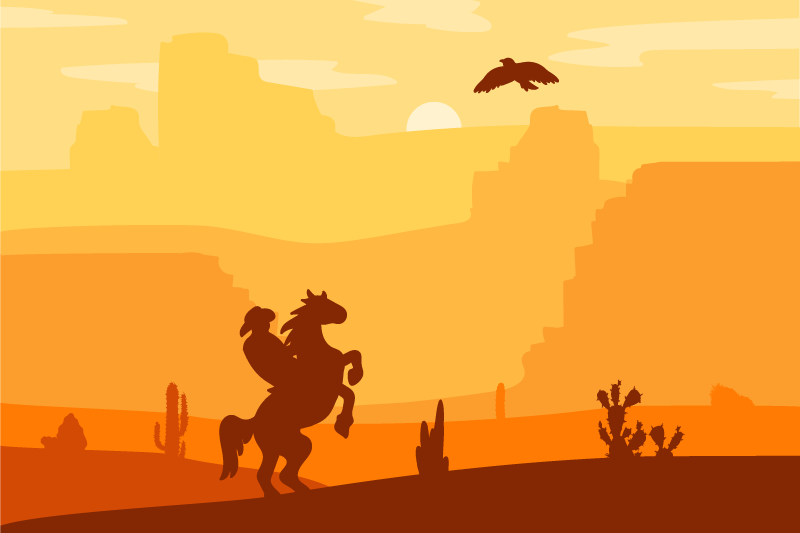 Silhouetted cowboy scene izvirna jedilna podloga - TenStickers