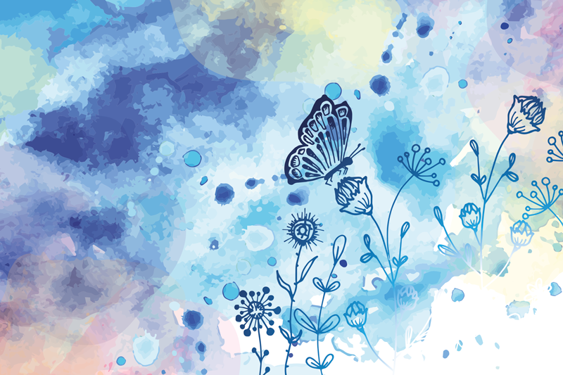 Butterfly floral pattern izvirna jedilna podloga - TenStickers