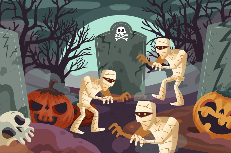 Mummies emerging graveyard pogrinjek - TenStickers