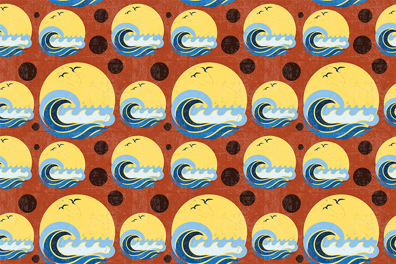Stylized waves pattern moderno preprogo - TenStickers