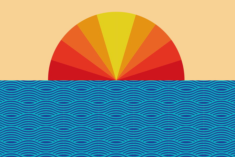 Sunrise ocean waves teksturna pogrinjek - TenStickers