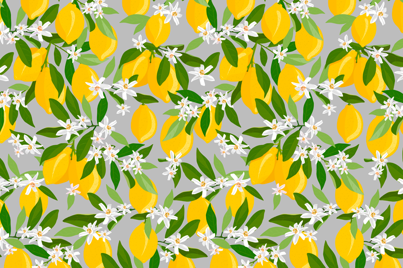 Lemon floral pattern izvirna jedilna podloga - TenStickers