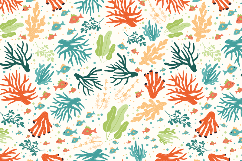 Vibrant coral motif izvirna jedilna podloga - TenStickers