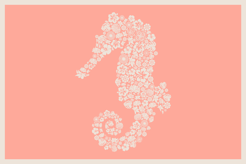 Floral seahorse shape izvirna jedilna podloga - TenStickers