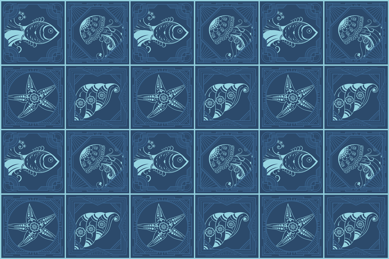 Okrasne oceanske ploščice modre pogrinjke - TenStickers