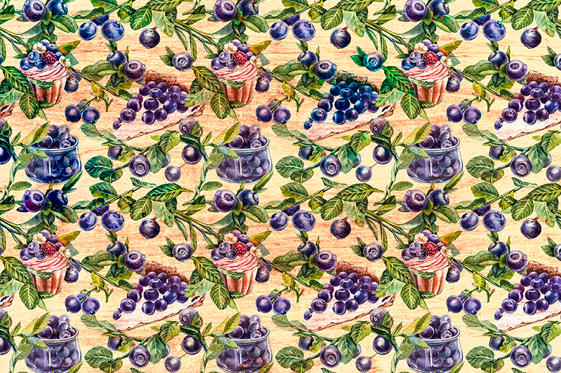 Blueberry cupcake pattern izvirna jedilna podloga - TenStickers