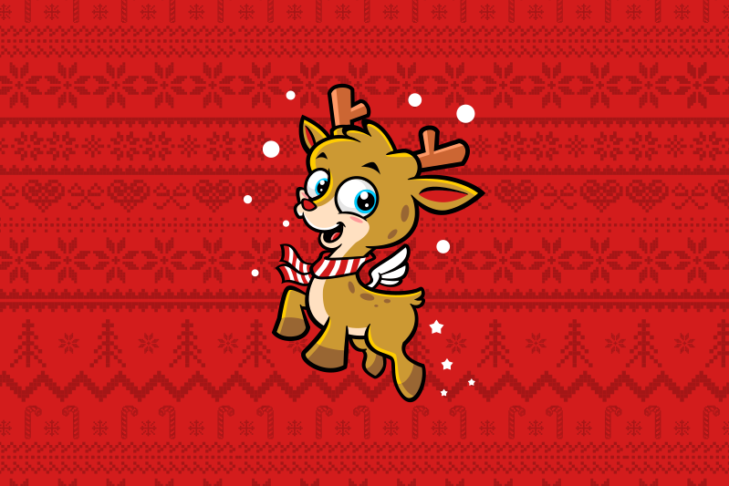 Cute reindeer character božična pogrinjek - TenStickers