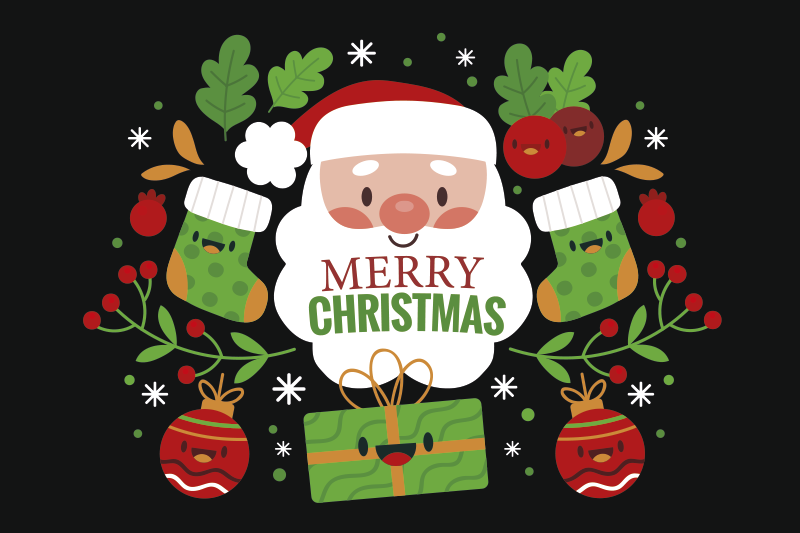 Cheerful santa illustration božična pogrinjek - TenStickers