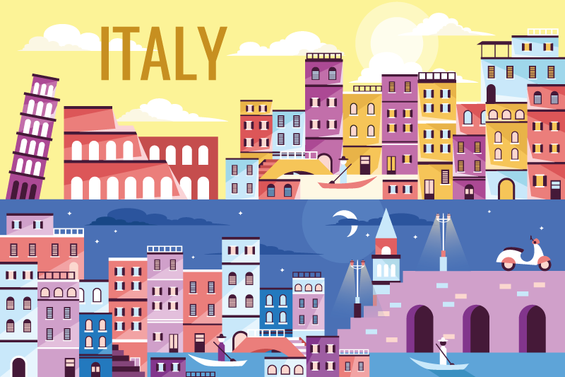 Vibrant italy cityscape pogrinjek z imenom - TenStickers