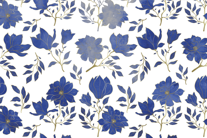 Floral blue pattern izvirna jedilna podloga - TenStickers