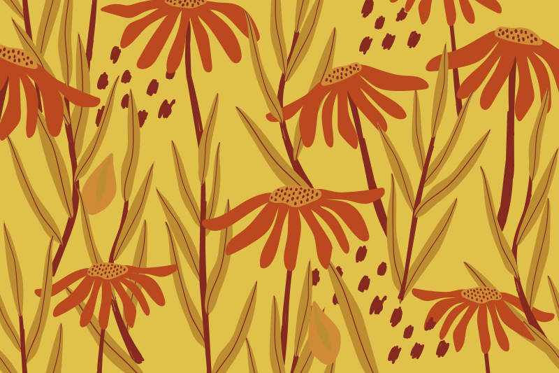 Floral yellow pattern izvirna jedilna podloga - TenStickers