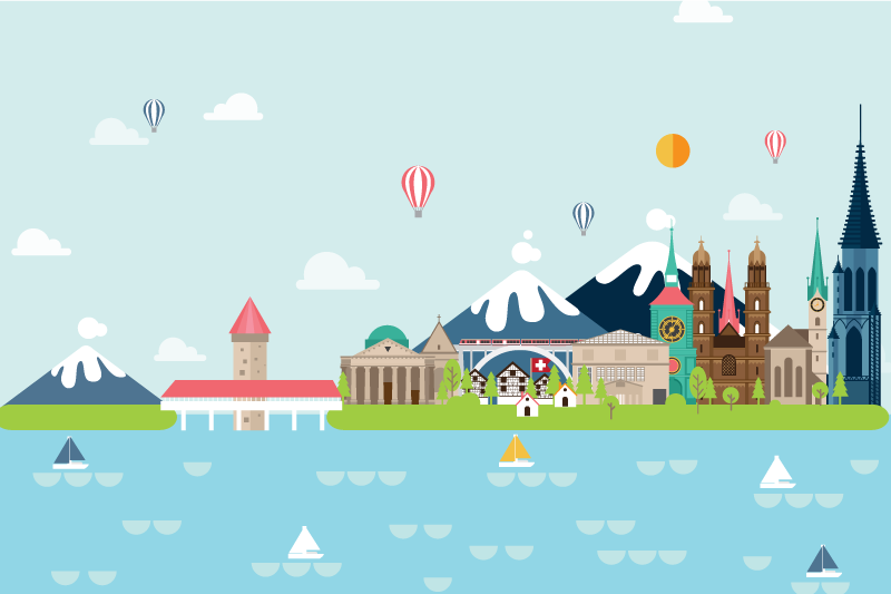 Colorful cityscape scene izvirna jedilna podloga - TenStickers