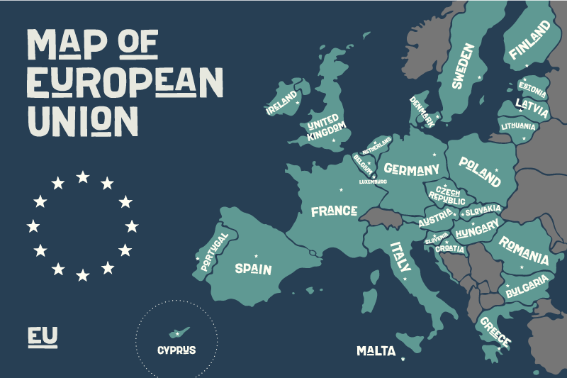 Map of european union pogrinjek s citati - TenStickers