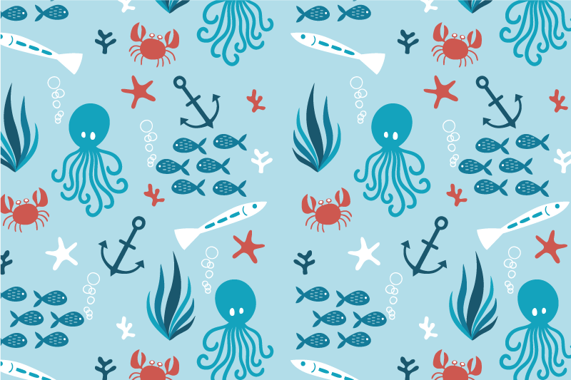 Colorful sea creatures otroški pogrinjek za mizo - TenStickers