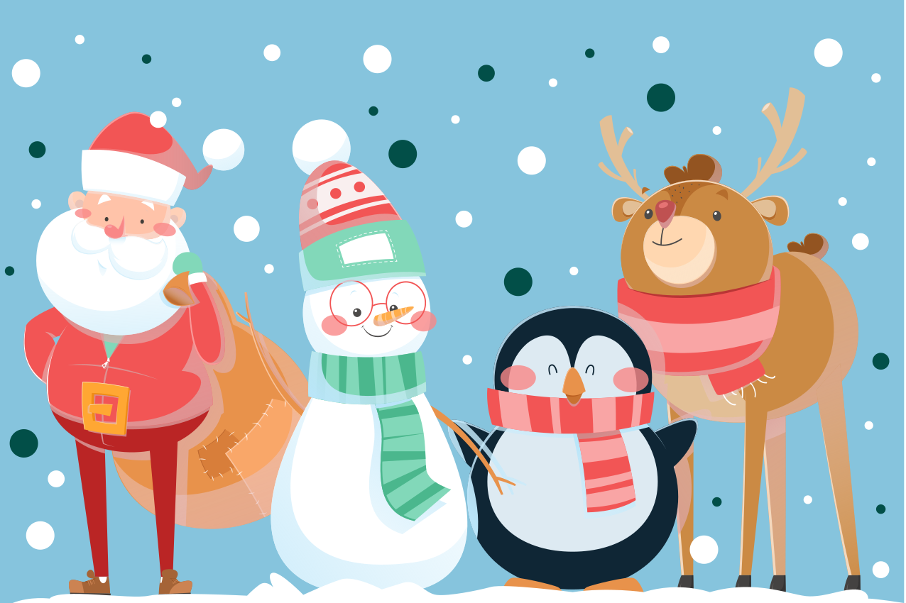 Festive santa characters za božične pogrinjke - TenStickers