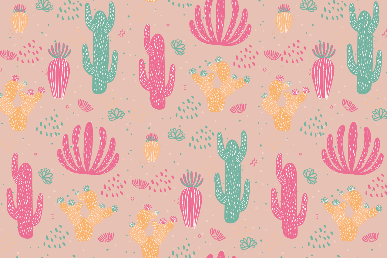 Vibrant cactus pattern izvirna jedilna podloga - TenStickers