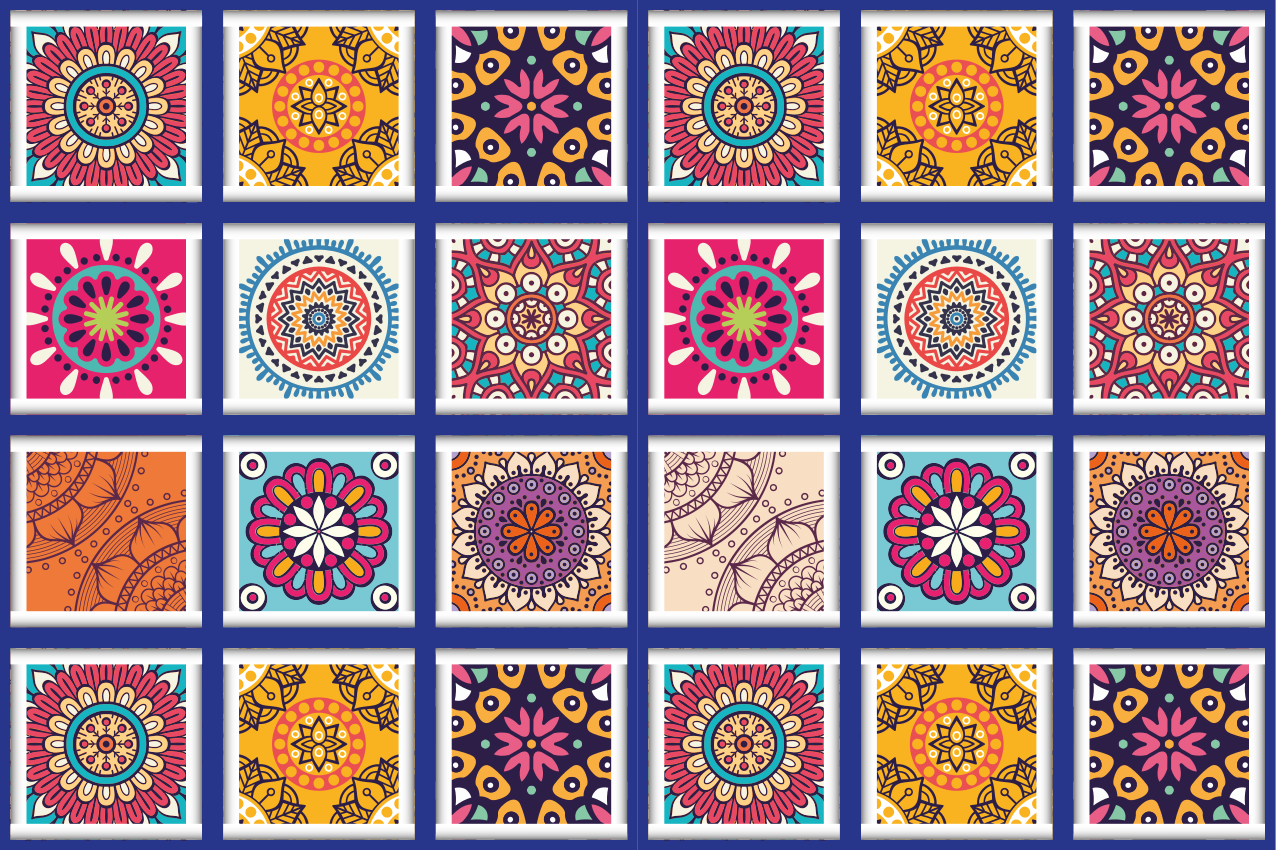 Geometric floral patterns izvirna jedilna podloga - TenStickers