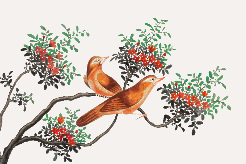 Elegant birds and berries izvirna jedilna podloga - TenStickers