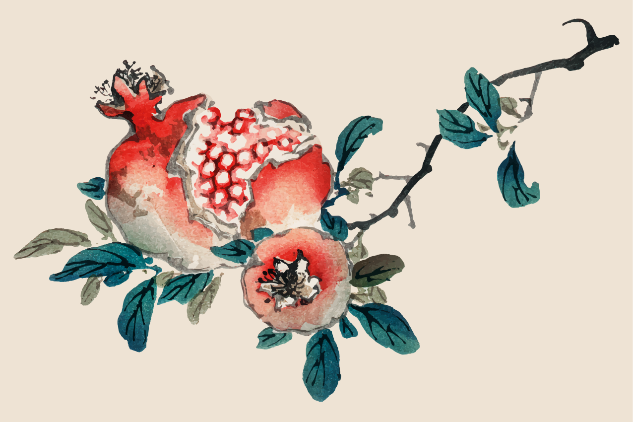 Pomegranate floral design izvirna jedilna podloga - TenStickers