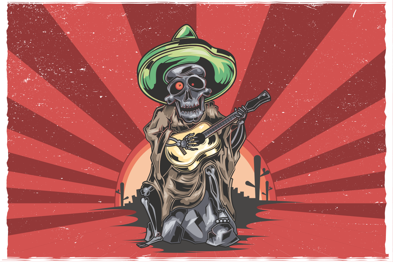 Skeleton mariachi musician pogrinjek - TenStickers