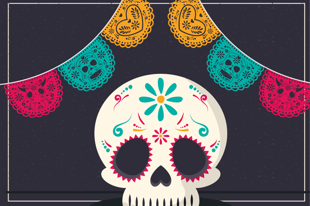 Colorful skull banner pogrinjek - TenStickers