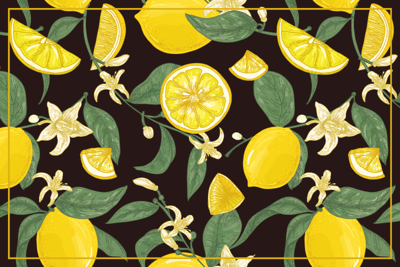 Lemon and floral pattern izvirna jedilna podloga - TenStickers
