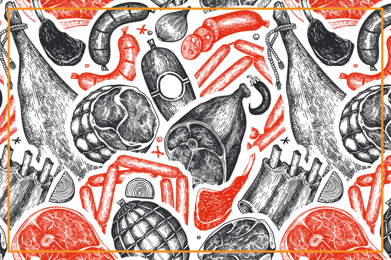 Food illustration patterns izvirna jedilna podloga - TenStickers