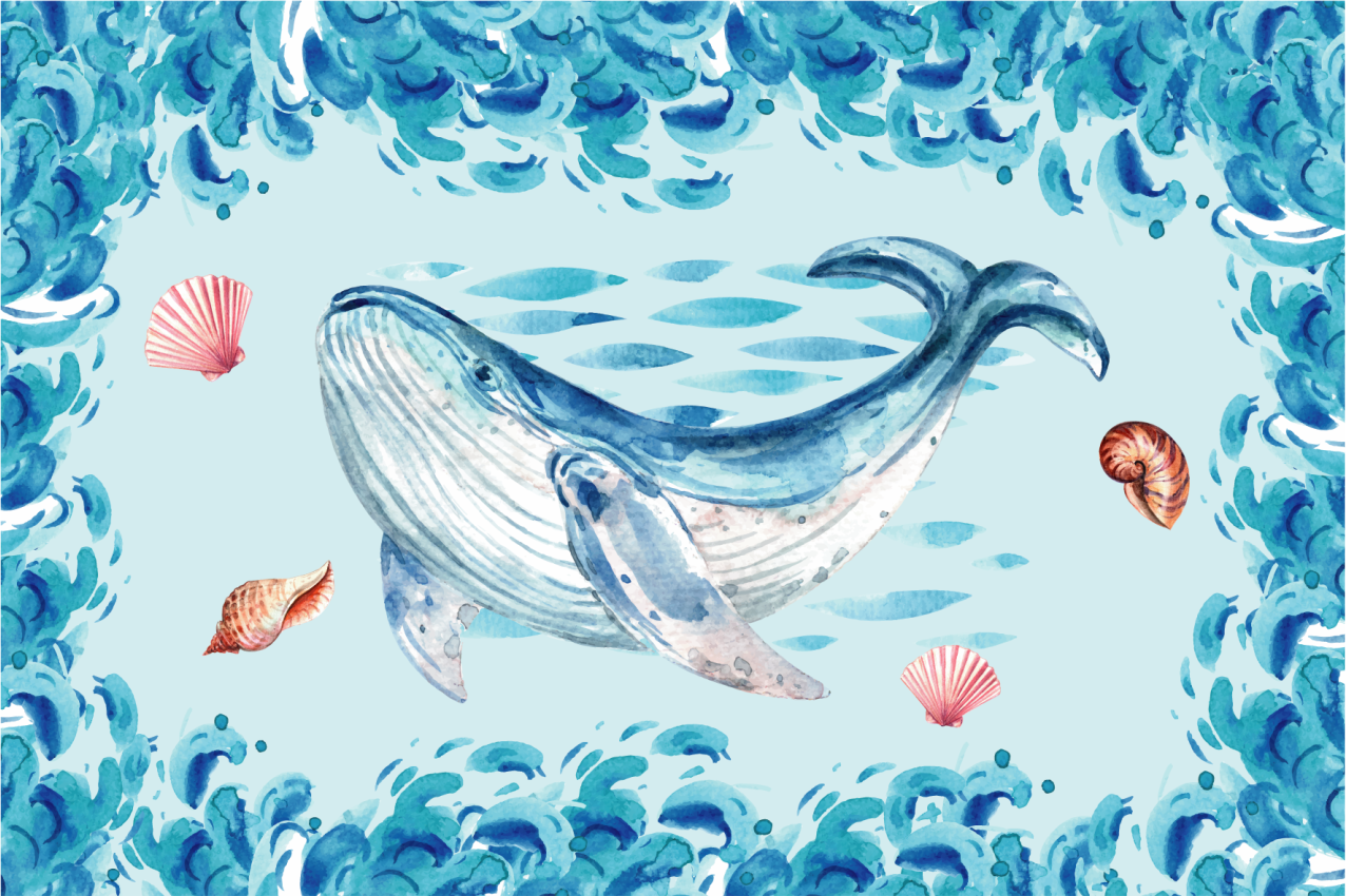 Whale sea elements izvirna jedilna podloga - TenStickers