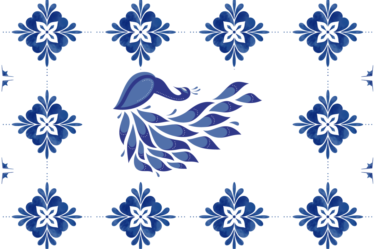 Peacock floral motif izvirna jedilna podloga - TenStickers
