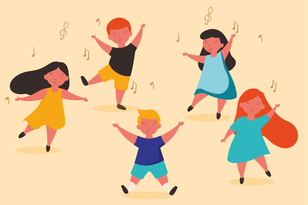 Otroci plešejo domače pogrinjke - TenStickers