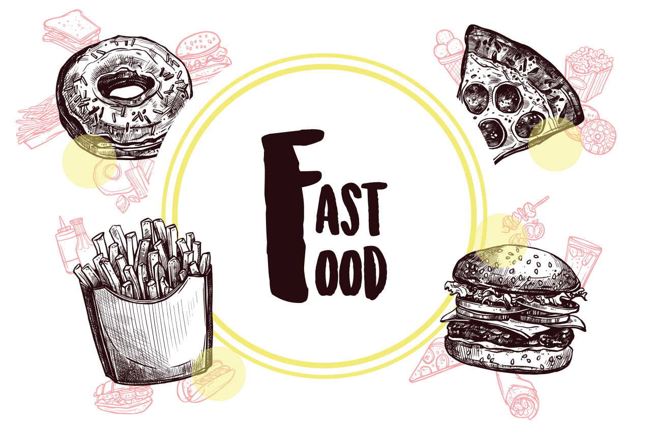 Fast food illustrations izvirna jedilna podloga - TenStickers