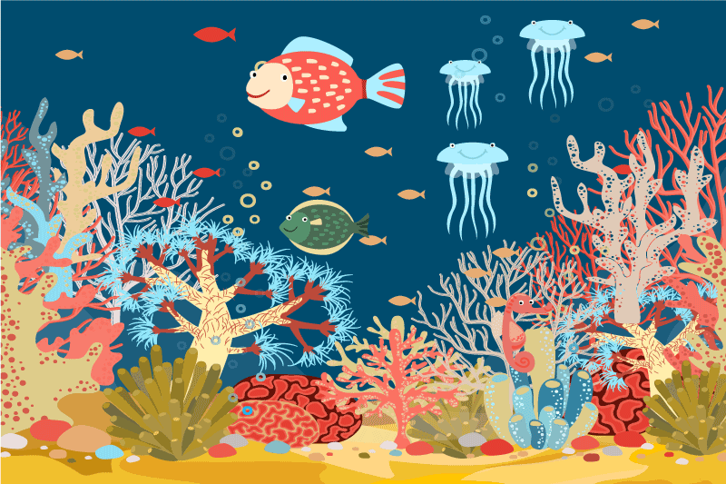 Underwater coral scene sodobna miza - TenStickers