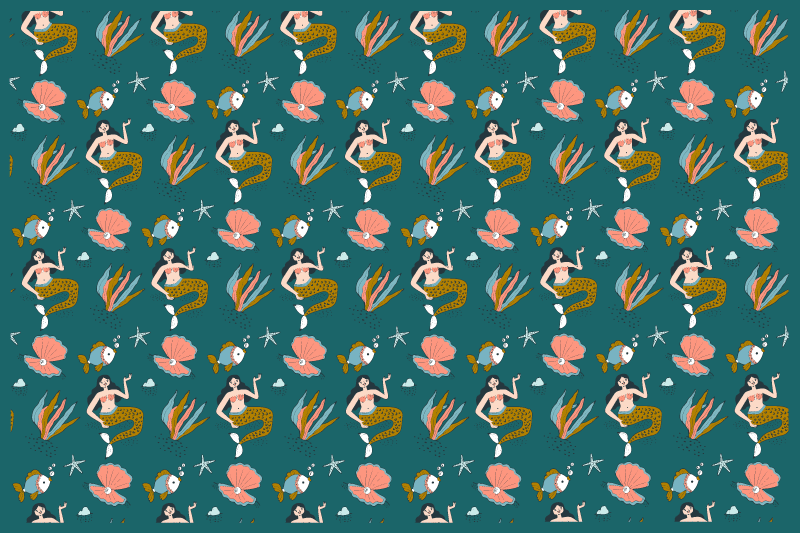 Mermaid seashell pattern otroški pogrinjek za mizo - TenStickers