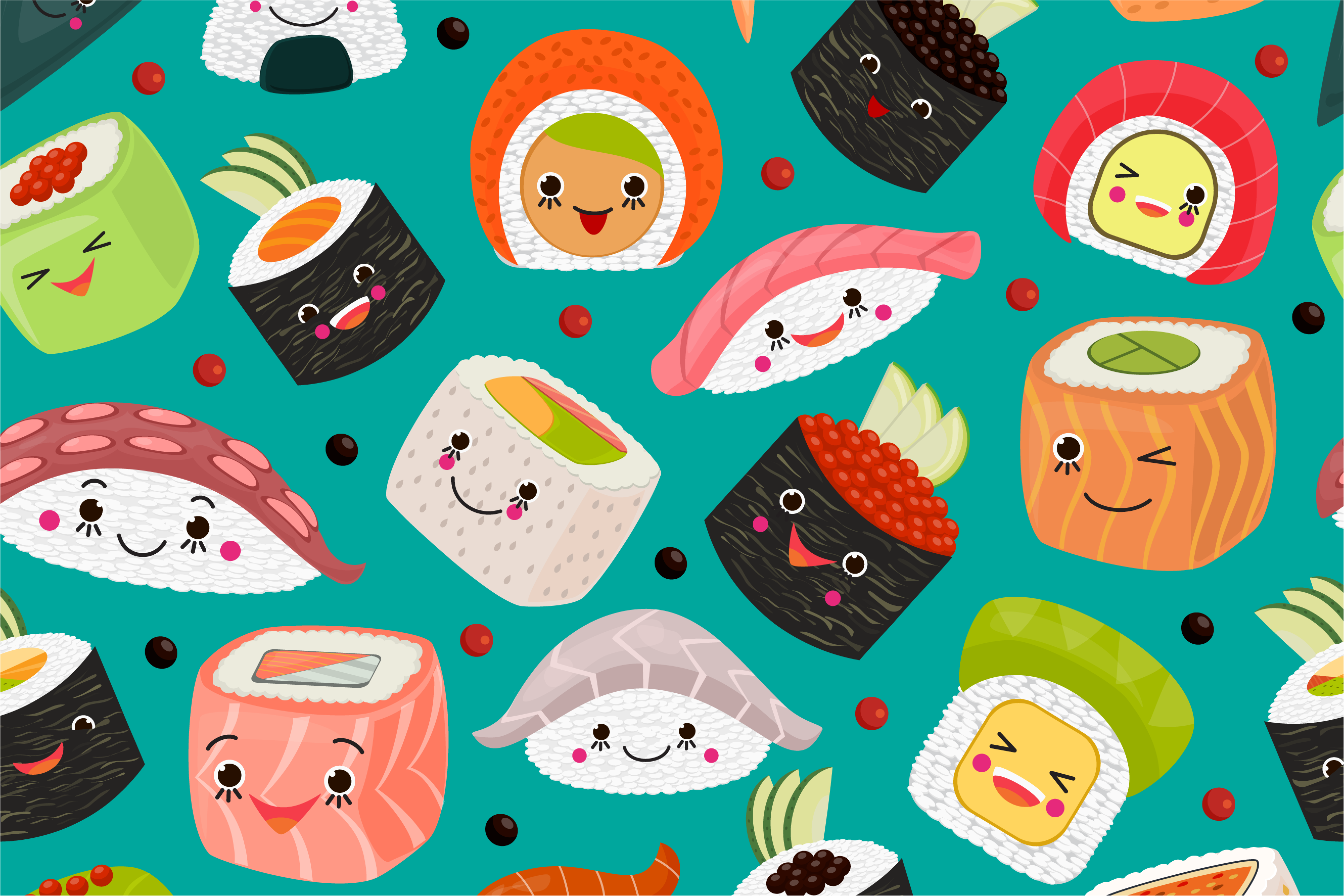 Cute sushi characters otroški pogrinjek za mizo - TenStickers