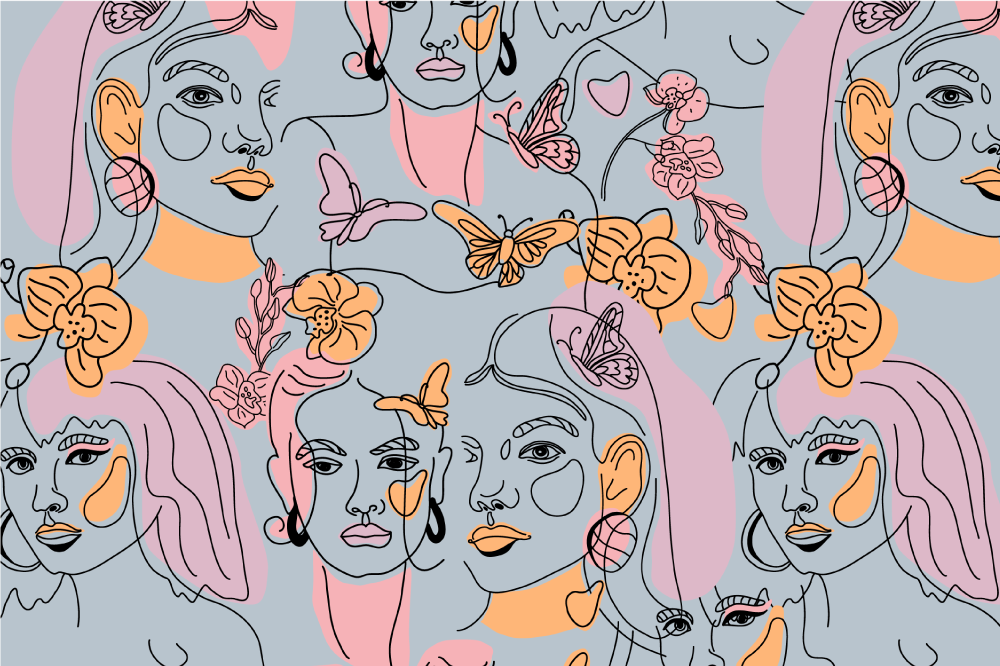 Stylized faces pattern izvirna jedilna podloga - TenStickers
